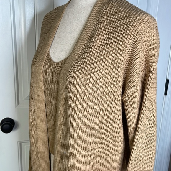 FRYE Cardigan Longline Duster Knit With Matching Tank Top Cotton Women Small - Picture 8 of 13